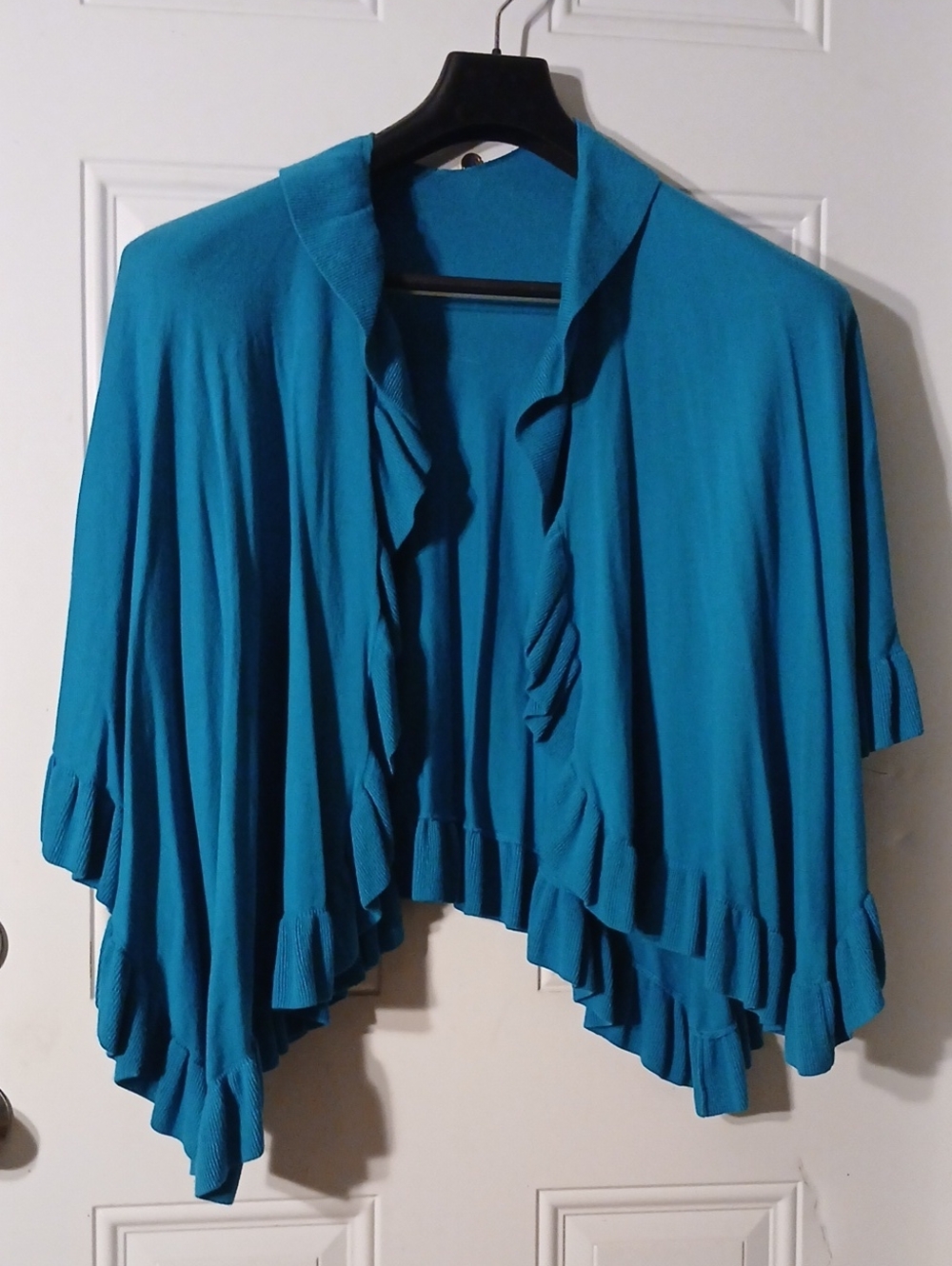 Teal Ruffle Open-Front Women's Cape.